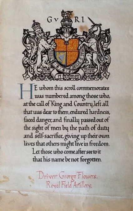 Flowers, Dvr G E death certificate (julietcrowther)